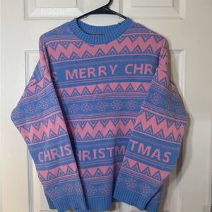 Blue and Pink Christmas Sweater